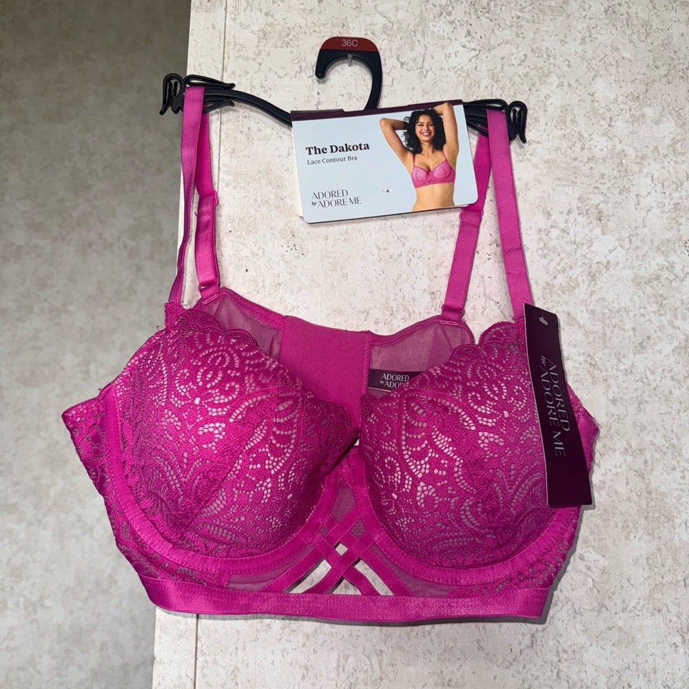 Adore Me Fuchsia Lace Bra